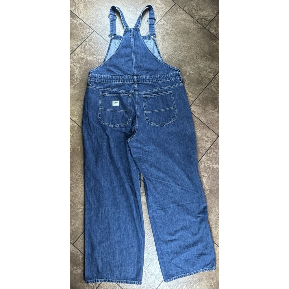 Lee Y2K Women's Denim Bib Overalls Wide Barrel Leg Style Size M - Picture 7 of 12